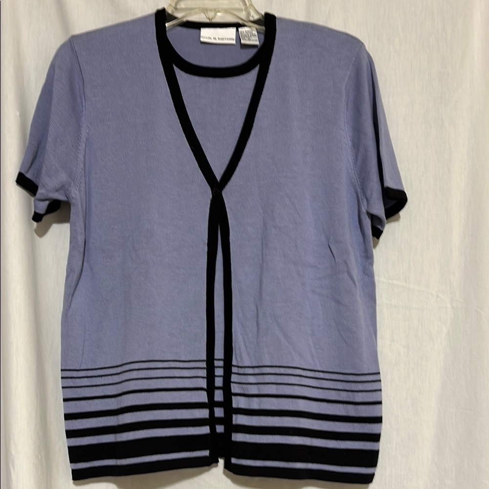 Women’s Croft & Barrow Blue  Cardigan layered look sweater short sleeves medium